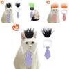 Stylish Blue Tie And Black Fluffy Hair Wig For Cats And Dogs Perfect For Parties