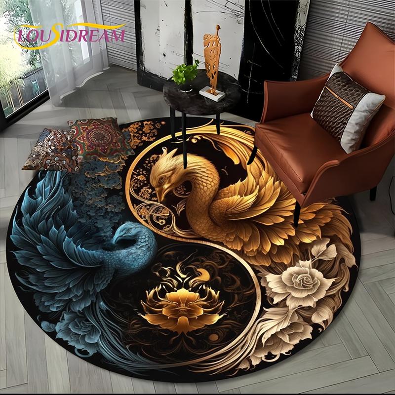 Fashion Dragon Round Carpets Living Room Bedroom Area Rug Room Bedside Chair Floor Mat Decorat Alfombra Birthday gift Poster Mat