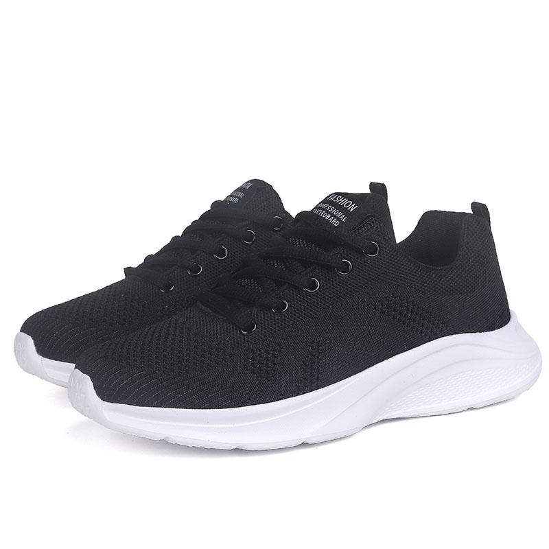 

Модная женская повседневная обувь, дышащая вулканизированная обувь, эластичная уличная обувь с плоским дном и удобной сетчатой подошвой для ходьбы 36 чёрный