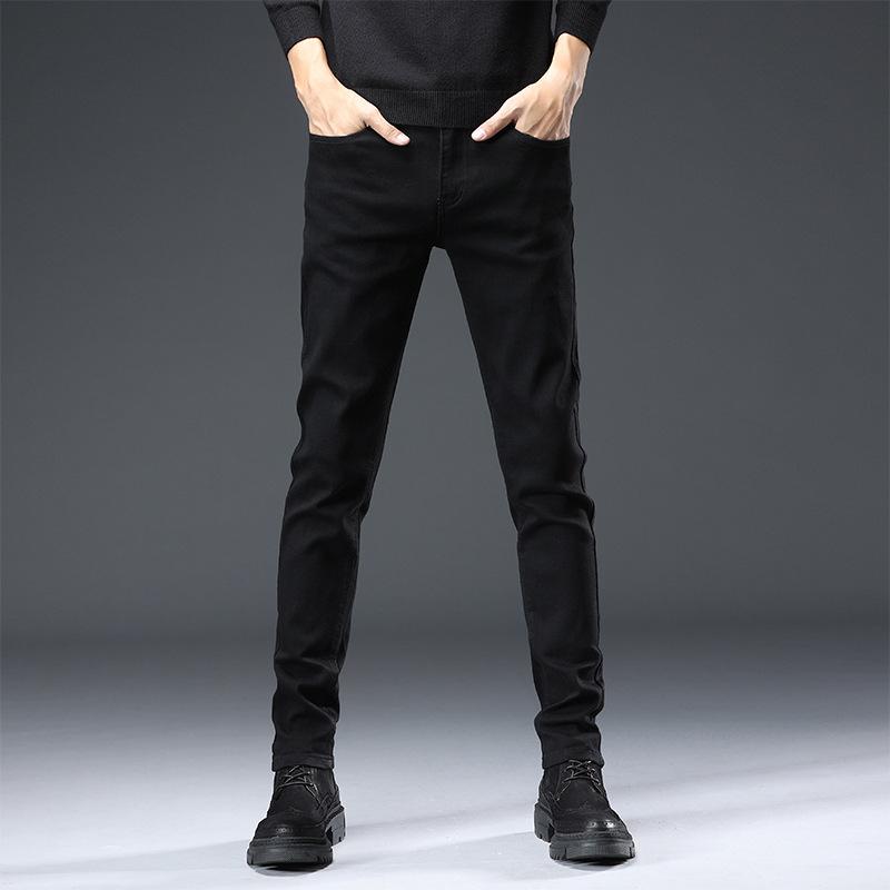 JYL New Spring and Autumn Jeans Men's Narrow Elastic Korean Style Black Structure