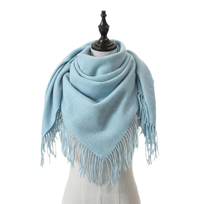 New Solid Color Wool Square Scarf Women's Imitation Cashmere Autumn and Winter Warm Scarf Cashmere Shawl