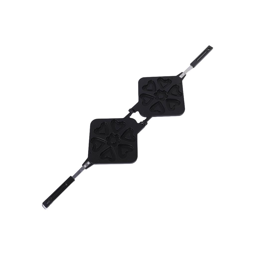 Heart Waffle Maker Pan Aluminum Nonstick Heart Shape Double Side Stovetop Waffle Cake Baking Pan for Home Cafe Breakfast