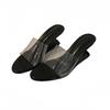Internet celebrity transparent sandals fashion slope heel slippers women 2025 new outer wear holiday dress seaside half slippers high heels