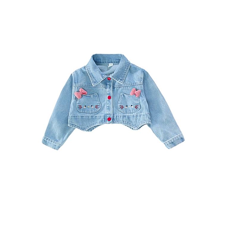 Spring Girls' Cat Denim Princess Dress Set - Baby Puffy Skirt Two-Piece
