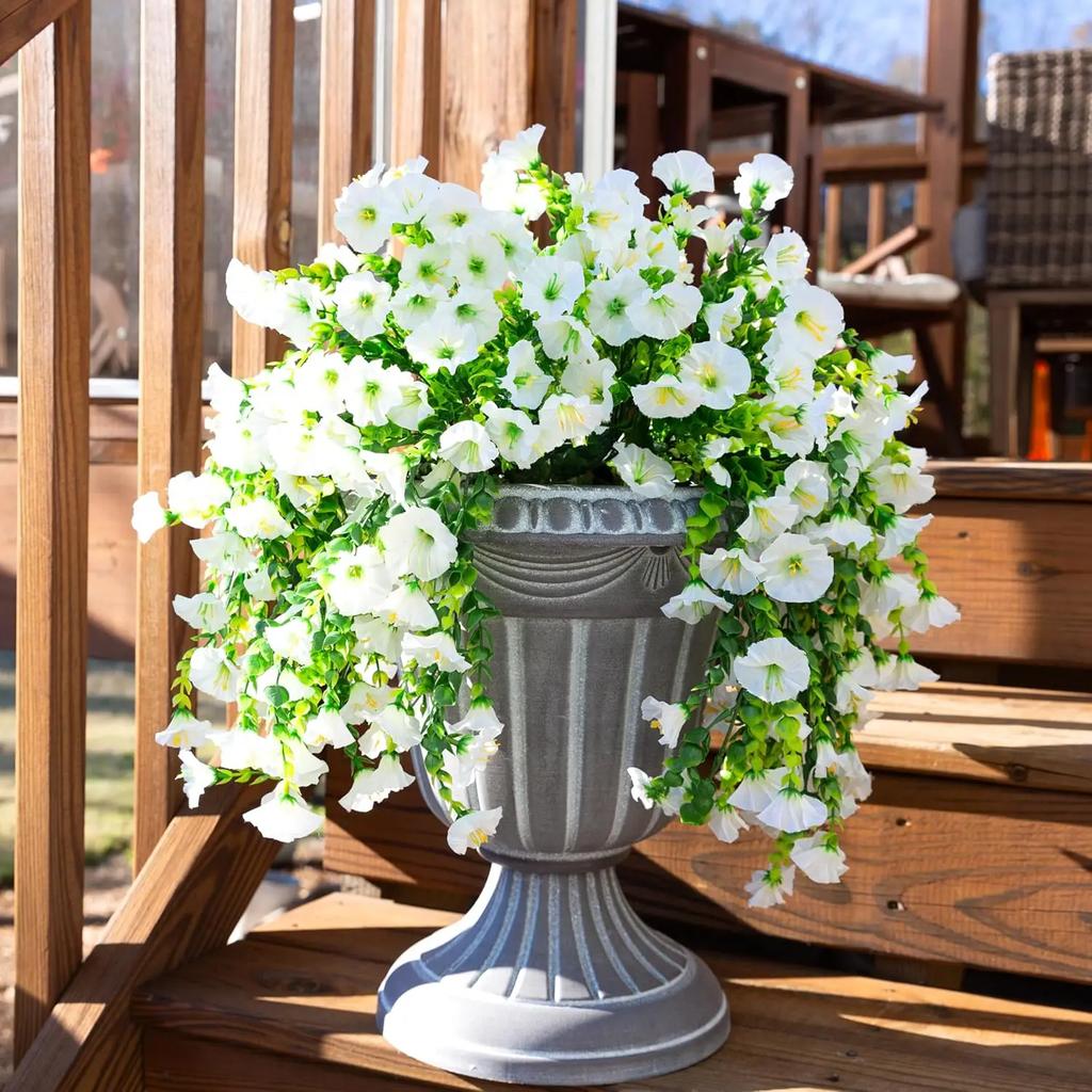 Artificial Morning Glory Wall Hanging Faux Violet Plants Hanging Flowers Simulated Leaf Vines for Home Garden Wedding Decora
