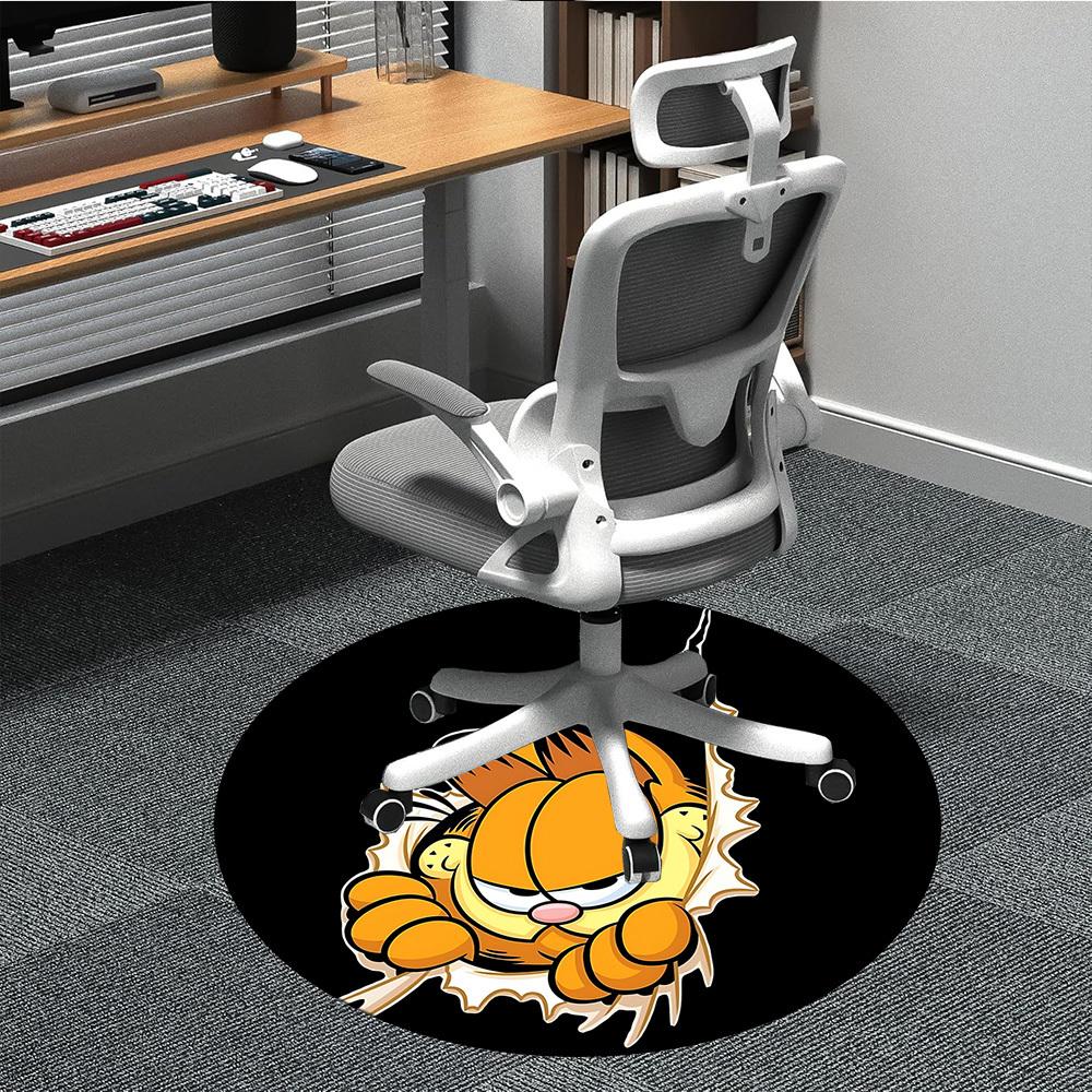

1pc Garfield Cat Office Round Area Rug, Indoor Mat Suitable For Office,Bedroom Living Room Home Decor, Room Deco a0926097 80cm by 80cm