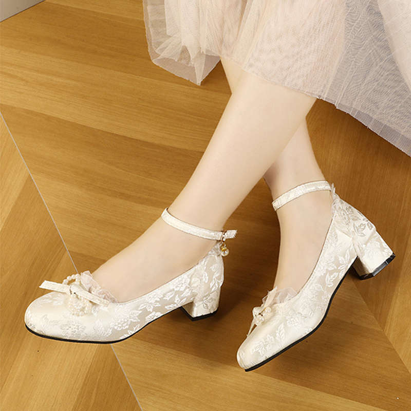 New Chinese embroidered high heels Chinese Hanfu shoes antique cheongsam shoes summer Mary Jane women's shoes single shoes