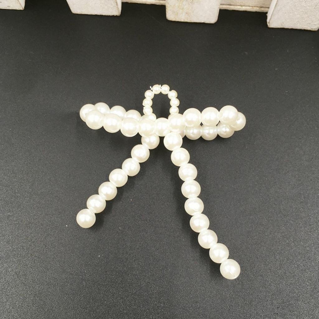 Pearl Beaded Bowknot Charm Keychains Sweet Cool Pendant Ornament Keyring Backpack Decoration Jewelry for Women Girls