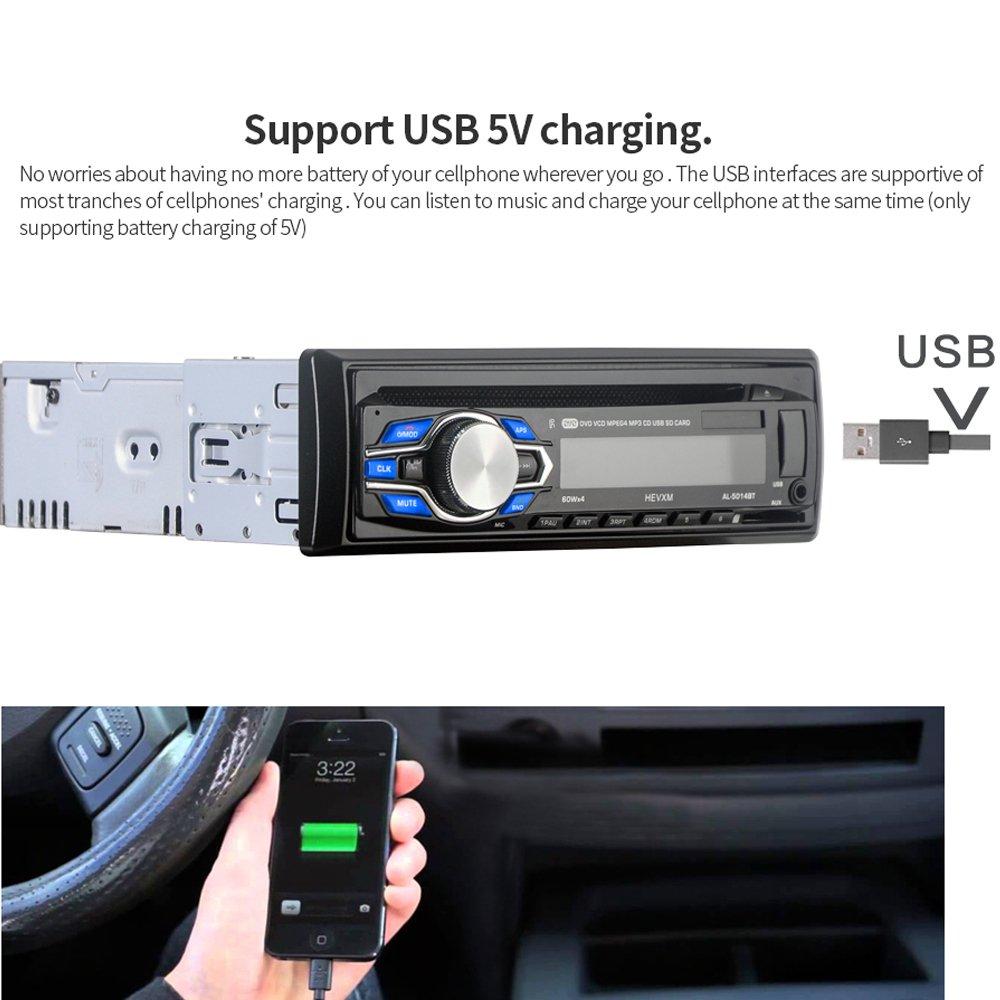 PolarLander Bluetooth Autoradio mit Fernbedienung und Freisprecheinrichtung In-Dash 1DIN UKW USB SD Aux-Eingang DVD CD-Player