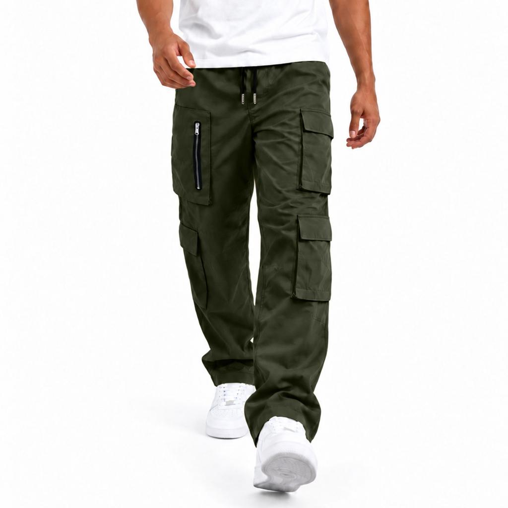 Men's Multi-Pocket Cargo Pants Loose Fit Casual Long Trousers for Everyday Wear and Outdoor Activities