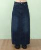 AMES-WORLDWIDE Curved Line Denim Long Skirt Blue