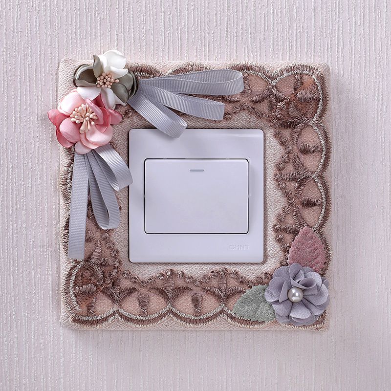 

Европейская тканевая накладка на выключатель Трехмерное творчество Наклейка на стену для розетки Защитная крышка Идиллический декор комнаты Стильная наклейка на выключатель No. 90 [beige]]