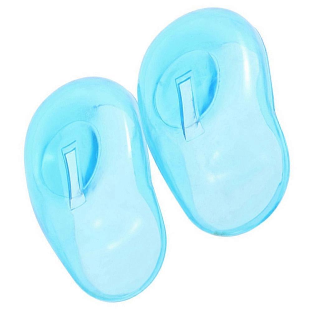 2 Pcs Clear Silicone Ear Cover Home Salon Hair Dye Shield Protectors Blue