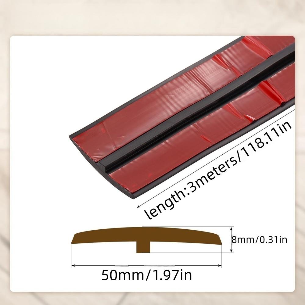 1pc 118.11inX1.97in Carpet To Tile Floor Transition Strip Self Adhesive T-Molding Threshold Household Divider Cover Doorway