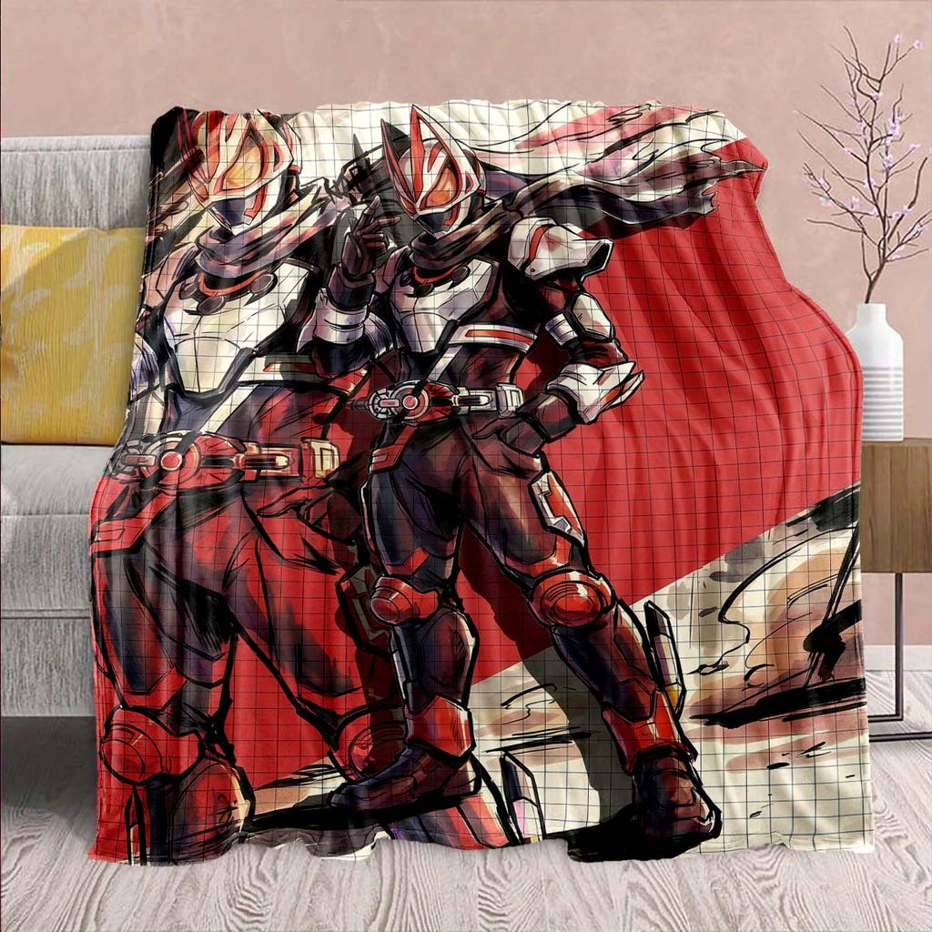 Kamen Rider Anime Flannel Blanket – Soft, Warm, Perfect for Sofas, Bedding, Camping, Travel, Office, and Home Decor – QJY