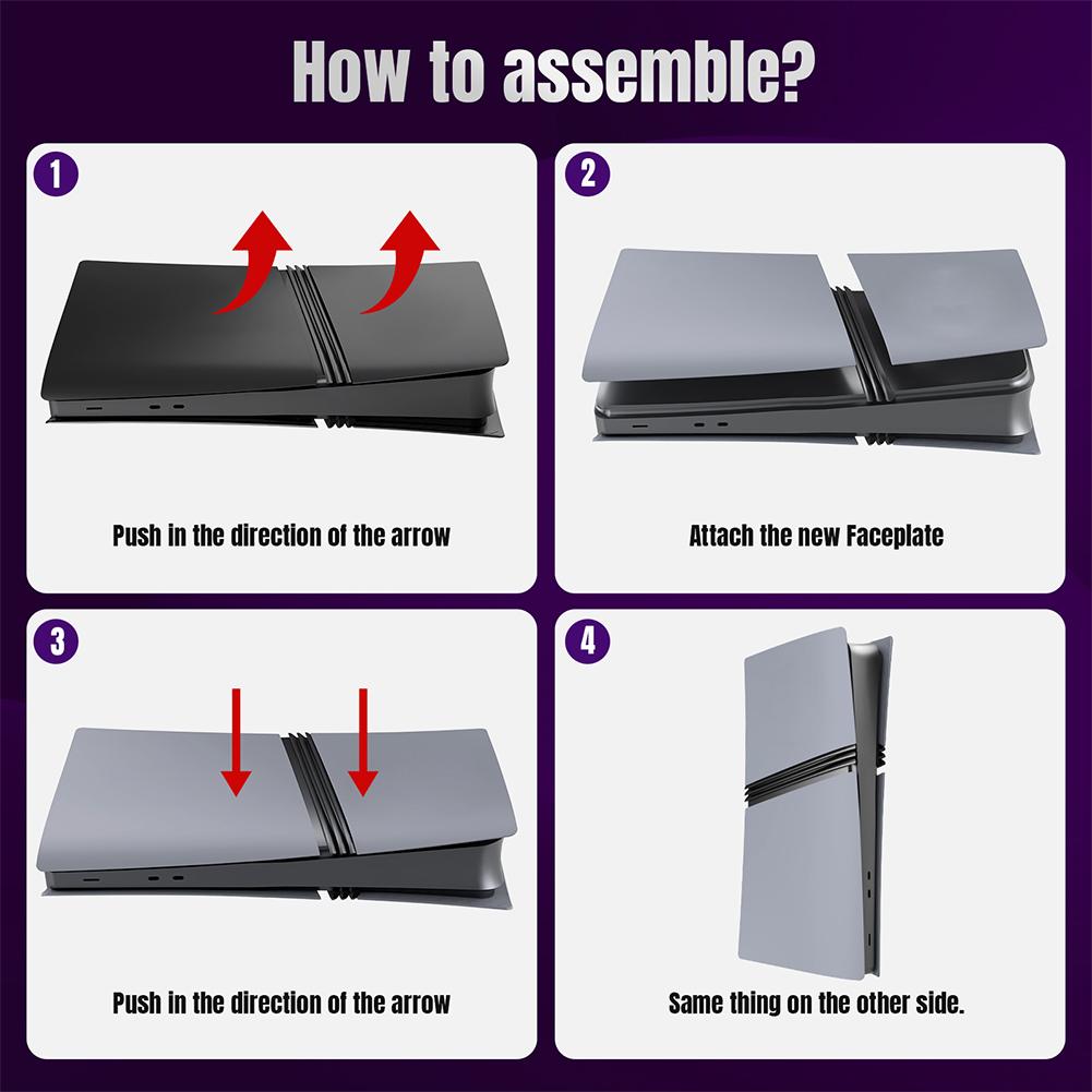 Face Plate Console Cover Anti-Scratch Plastic Hard Shell Side Plate Shell Dustproof Shockproof for PS 5 Pro Disc/Digital Edition