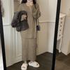 Womens Oversized Knit Sweater Midi Skirt Set Winter Casual Lounge Outfit Pure Color Acrylic Blend