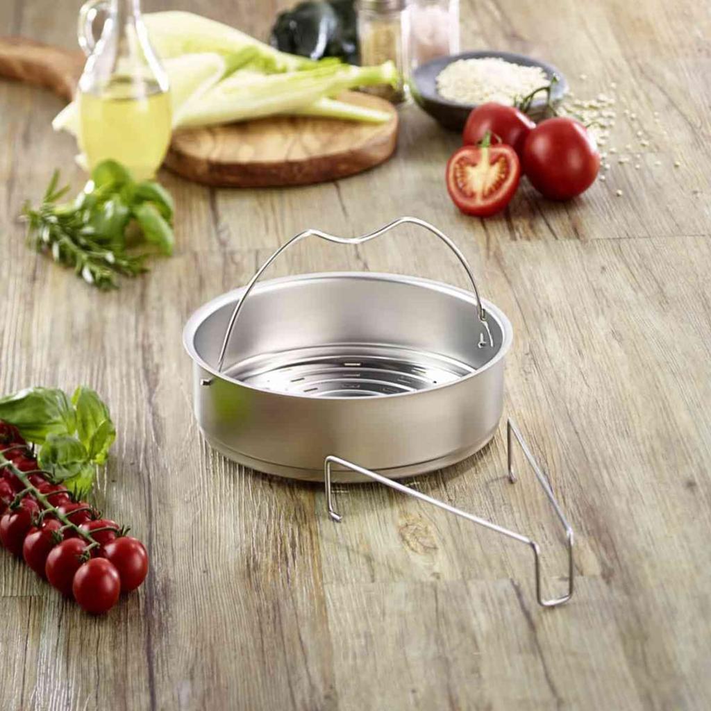 Fissler Steaming Perforated Steaming Tripod Made In Recommended As a Stainless Steel Japanese Board, Steamer, Basket, 22cm, Included, Germany, Gift,