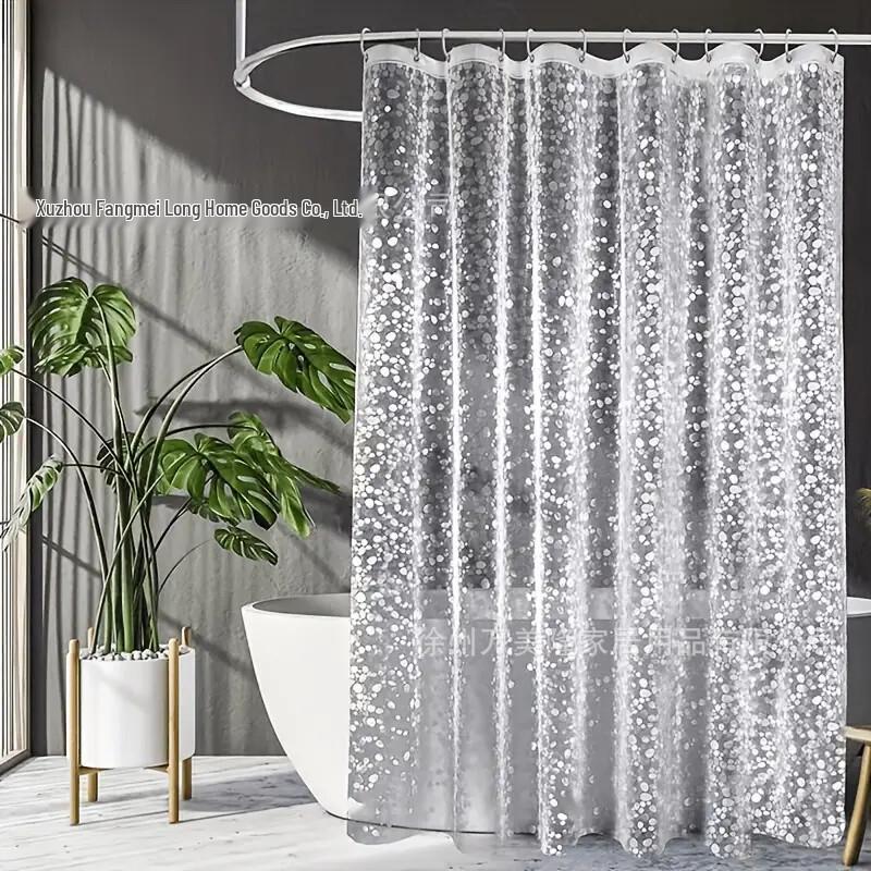 3D Water Cube Waterproof Mildew-Proof Bathroom Shower Curtain with Telescopic Rod