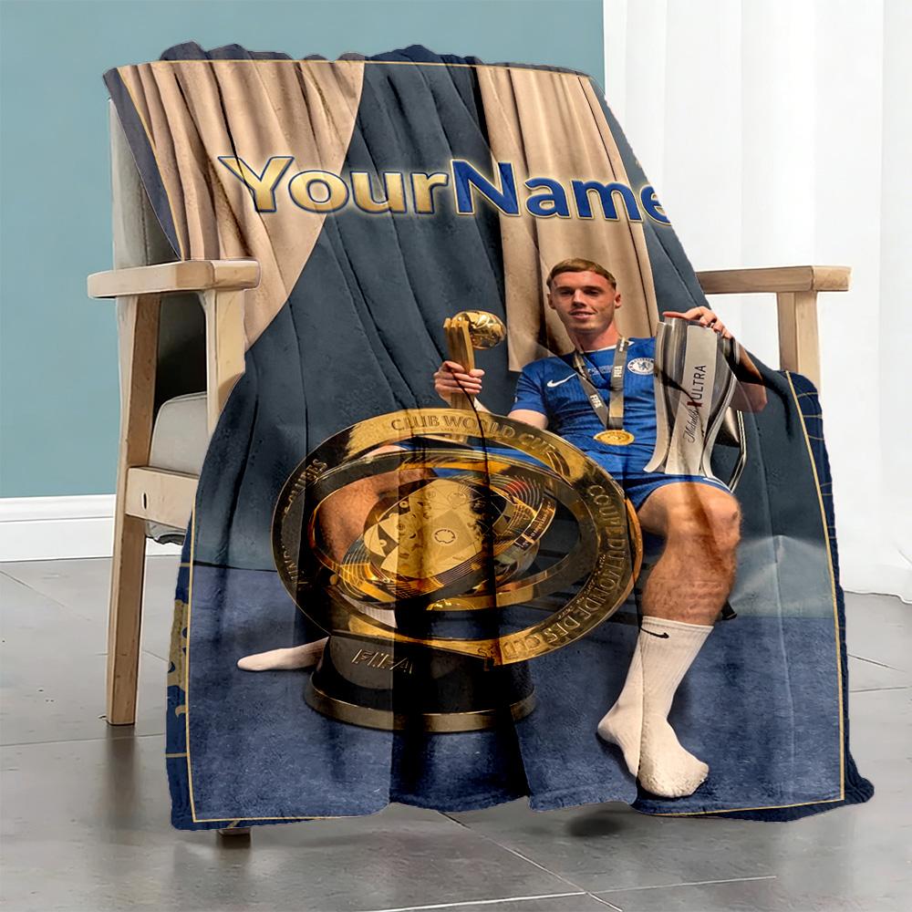 Chelsea Customize Text Blanket Throw Personalized Blanket Ultra-Soft Suitable for Picnics Living Room Couch Bed Ideal for All Seasons
