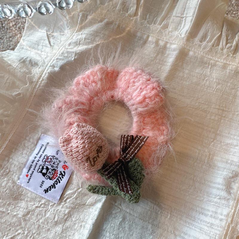 

Милая и очаровательная осенне-зимняя шерстяная резинка для волос с цветочным узором - корейская резинка для хвостика для девочек розовый