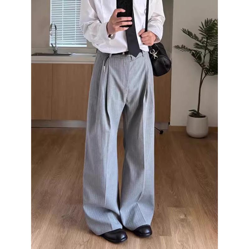 Men's Retro Striped Wide-Leg Summer Pants - Loose, Casual Floor-Length Style