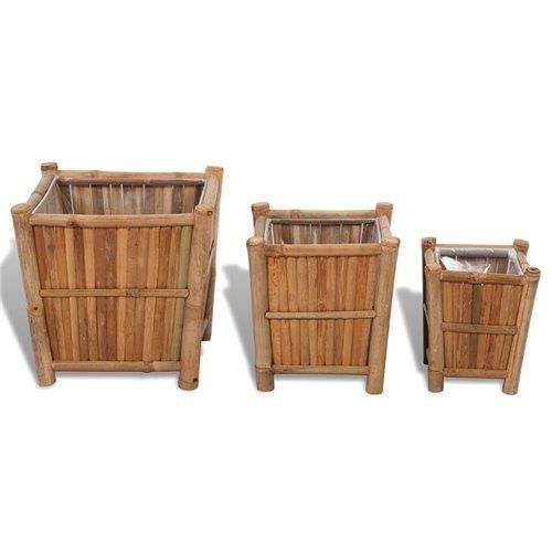 Pots de fleurs - vidaXL - 3 pcs - Bambou résistant aux intempéries - Dimensions variées - Carré