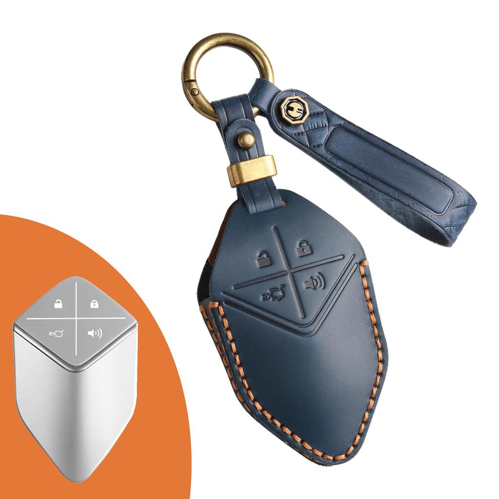 Suitable for Changan Dark Blue SL03 Smart Key Case Leather UNI-K/T UNI-V Car Key Case Ring