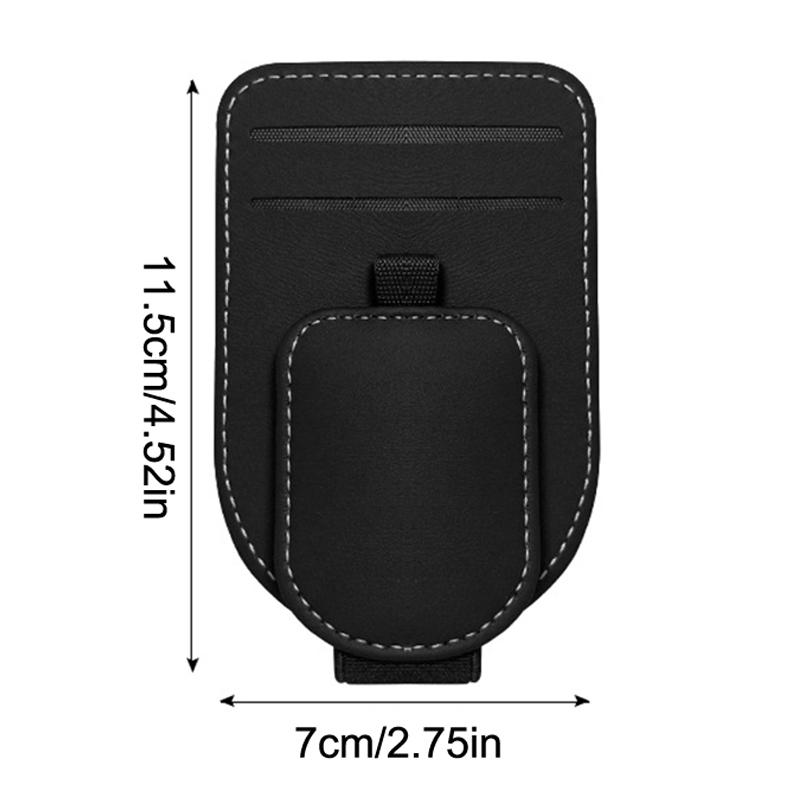 Sunglass Holder For Car Sun Visor, Magnetic Leather Vehicle Eyeglass Hanger Clip, Automotive Interior Glasses Card Organizer