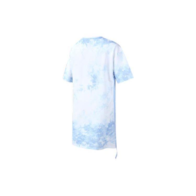 FILA Faded Tie-Dye Color Block Breathable Fitness Knit Dress Women Dresses Blue A11W221303FZA