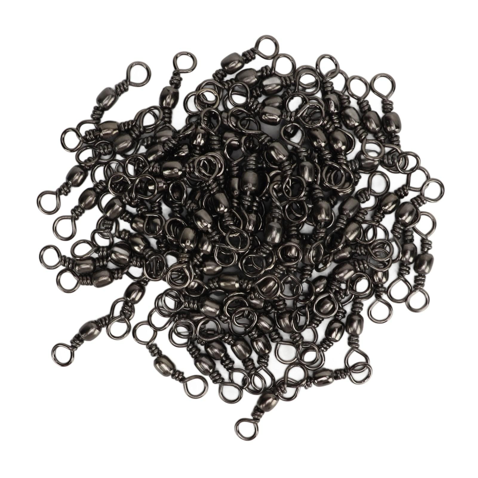 Igeteck Black 100 Pcs Fishing Swivel High Speed Stable Rotation Rust Prevention Barrel Swivel Fishing Line Connector 3 0 37Mm 55Kg