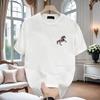 Horse print short sleeve T-shirt Men 2025 new summer 100% cotton half sleeve ins style interesting street T-shirt