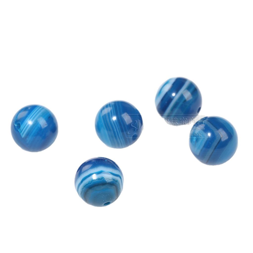 Sen Wu Blue Striped Agate Loose Beads for DIY Bracelet Making