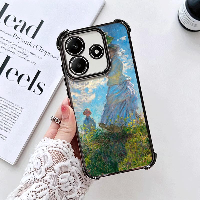 Claude Monet Oil Painting Plating Phone Case For Xiaomi Redmi Note 14 15 Pro Plus 13 12 11 11S 11T 10 9S 9 5G Anti-Fall Airabag
