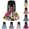 Damen Casual Mode Rundhals Karneval Bedrucktes Vintage Kleid
