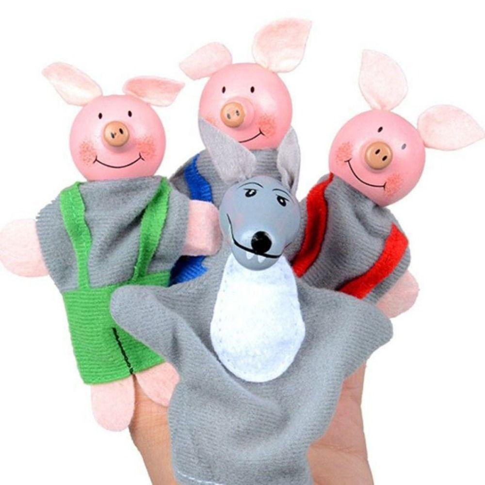 Păpuși de deget mini, povești, desene animate, animale, pluș, păpuși din material textil care stimulează creierul, teatru de păpuși pentru 3 buc/4 buc