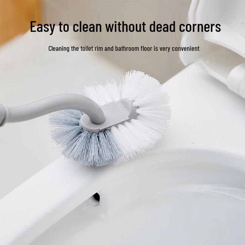 Curved Soft Bristle Toilet Brush with Long Handle for Deep Cleaning