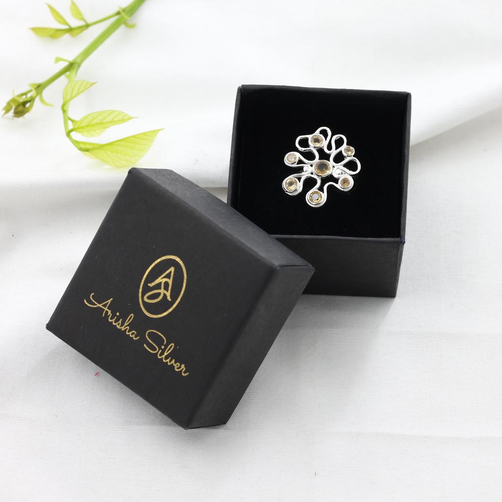 Citrine Gemstone Silver Ring, 925 Sterling Silver Handmade Jewelry, Women Silver Ring, Gift For Her Ar8927