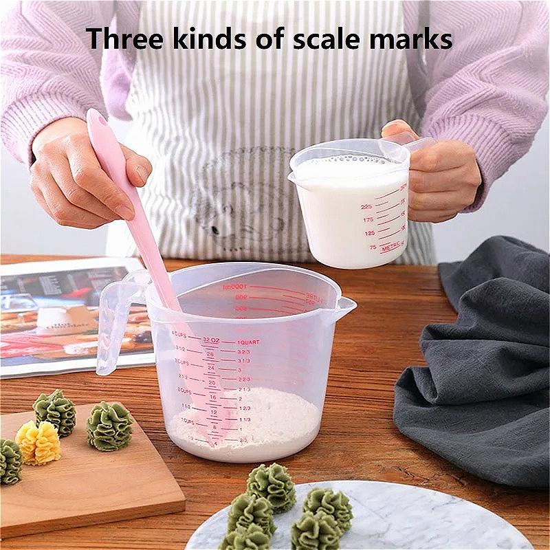 250-1000ML Food Grade Thick Silicone Measuring Cup with Handle - Transparent Scale Milliliter Measurement Baking Milliliter Cup