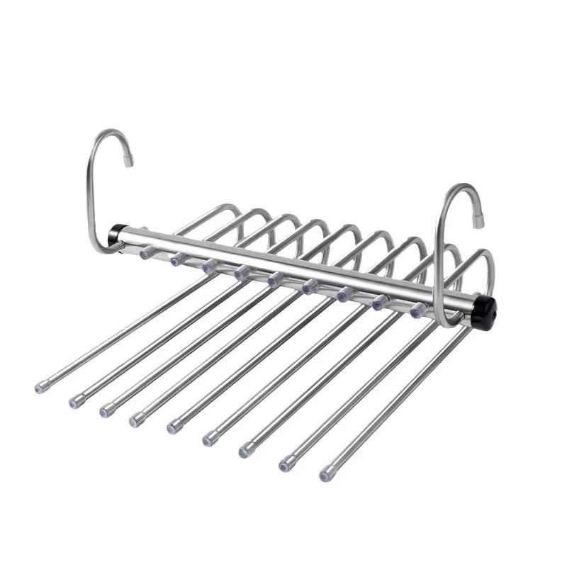 9/5 Layers Pants Hangers Foldable Space-Saving Trouser Hanger Adjustable Stackable Trouser Rack for Wardrobe Jeans Trouser Scarf