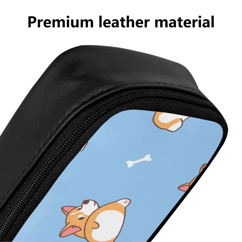 Durable PU Leather Pencil Case for Office Desk Organization with Easy Clean Surface for Classroom Workplace Travel