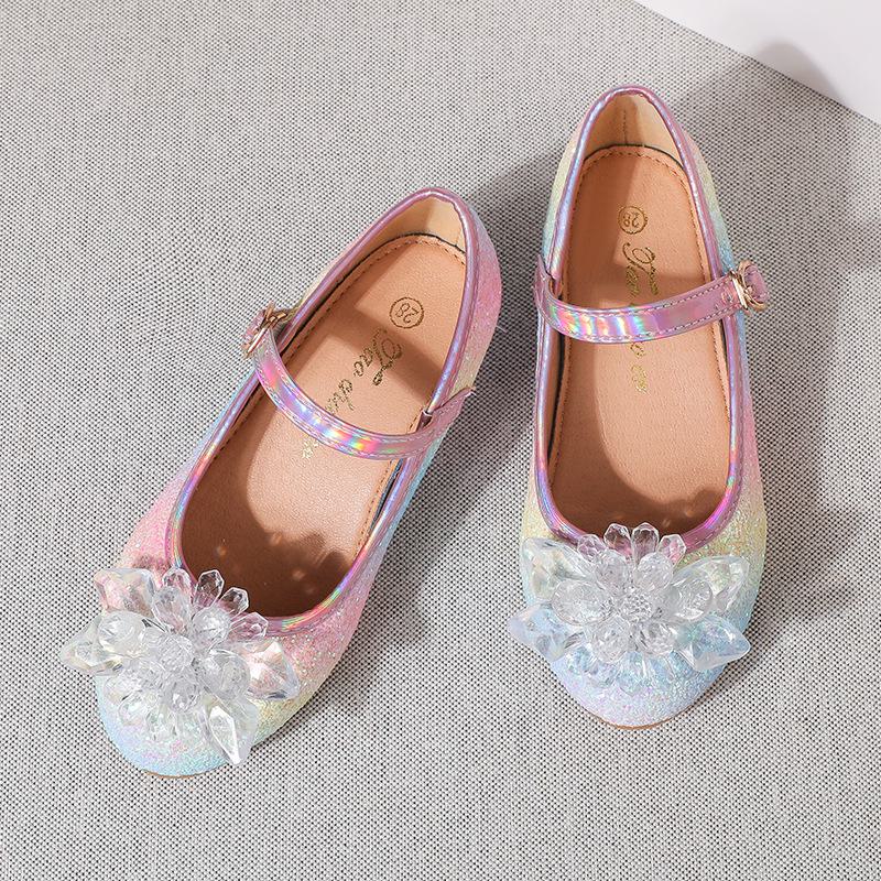 Dazzling  Autumn Princess Mary Jane Shoes for Girls with Sequins In Colorful Leather