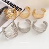 High-End Geometric Pleated Open Bangle - Women's Stylish Multi-Layer Irregular Bracelet