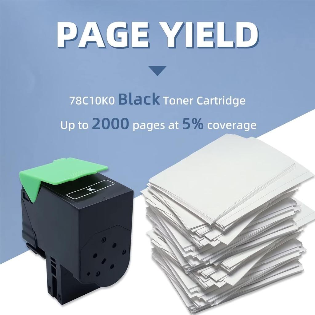 78C10K0 Toner Cartridge Black Compatible with Lexmark CS421 CX421 CS421dn CS521 CX521 CS521dn CS522 CX522 CS522de CS622 CX622 CS622de CX622ade CX625