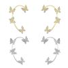 Fashion Butterfly Earrings for Women Sparkling Zircon Crystal Ear Clip Earrings Gold Silver Color Wedding Jewelry Accessories