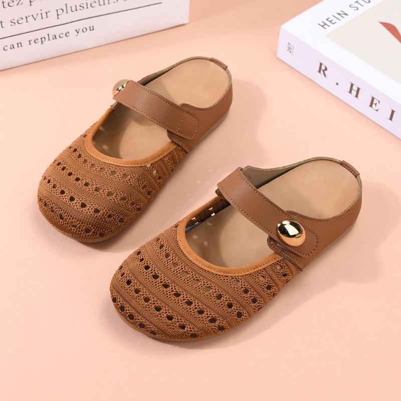 Vintage Dicke Plateau Atmungsaktive Geschlossene Zehen Halbschuhe Damen Outdoor Slip-On Sandalen