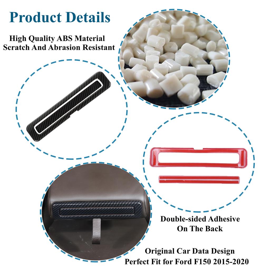 Car Rear Armrest Water Cup Holder Decoration Frame for Ford F150 2015 2016 2017 2018   Interior Mouldings