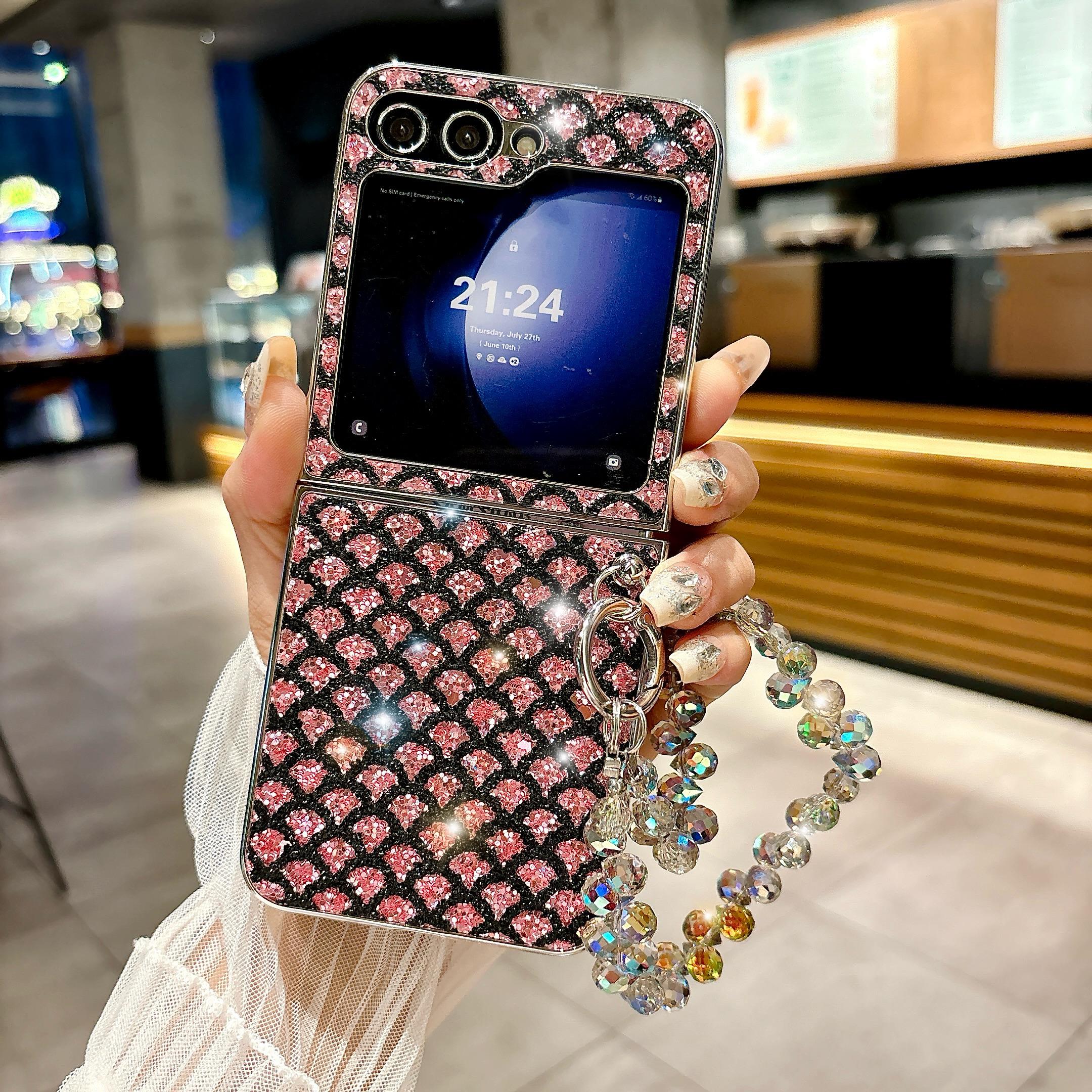 

Чехол с блестящим узором в виде рыбьей чешуи для Samsung Galaxy Z Flip3 Z Flip4 Z Flip5 Z Flip6 Bling Crystal Lucky Bracelet Cover for Z Flip3