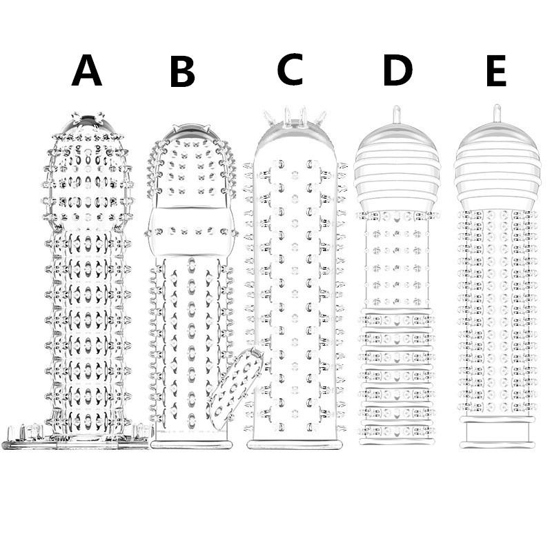 Wiederverwendbare Kondom Penis Hülse Männliche Erweiterung Zeit Verzögerung Spike Klitoris Massager Abdeckung Kristall Klare Kondome Erwachsene Sex Spielzeug