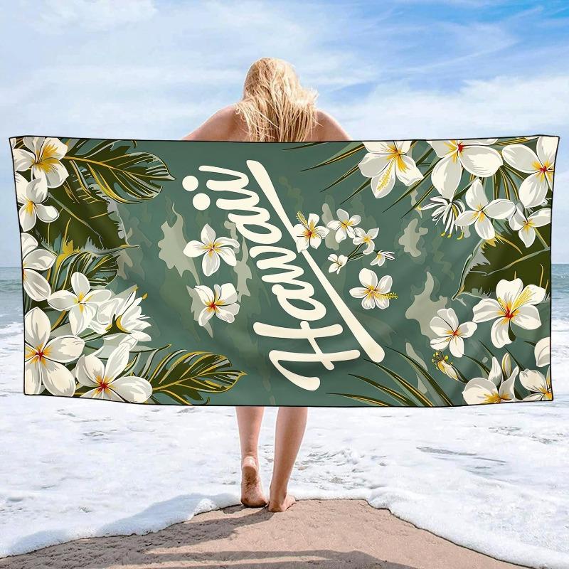 

Hawaiian Floral Beach Towel, Quick Dry for Sports Spa Yoga Hotel Gym Cruise Gift W40*H60(CM)